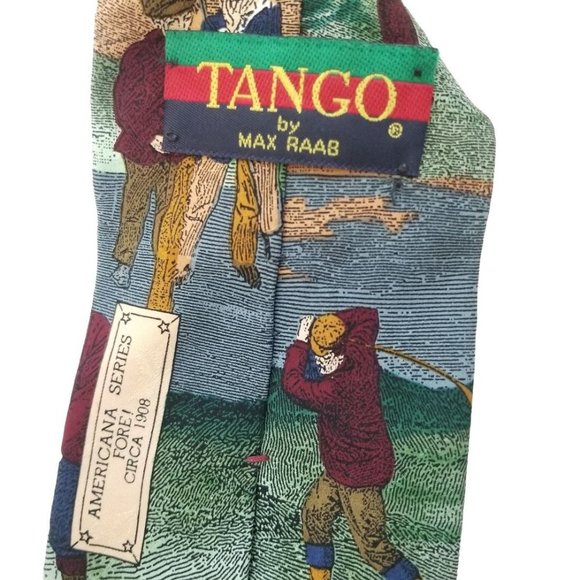 Tango By Max Raab Mens Americana Series Fore! 1908 Pointed Silk Neck Tie - Picture 4 of 4